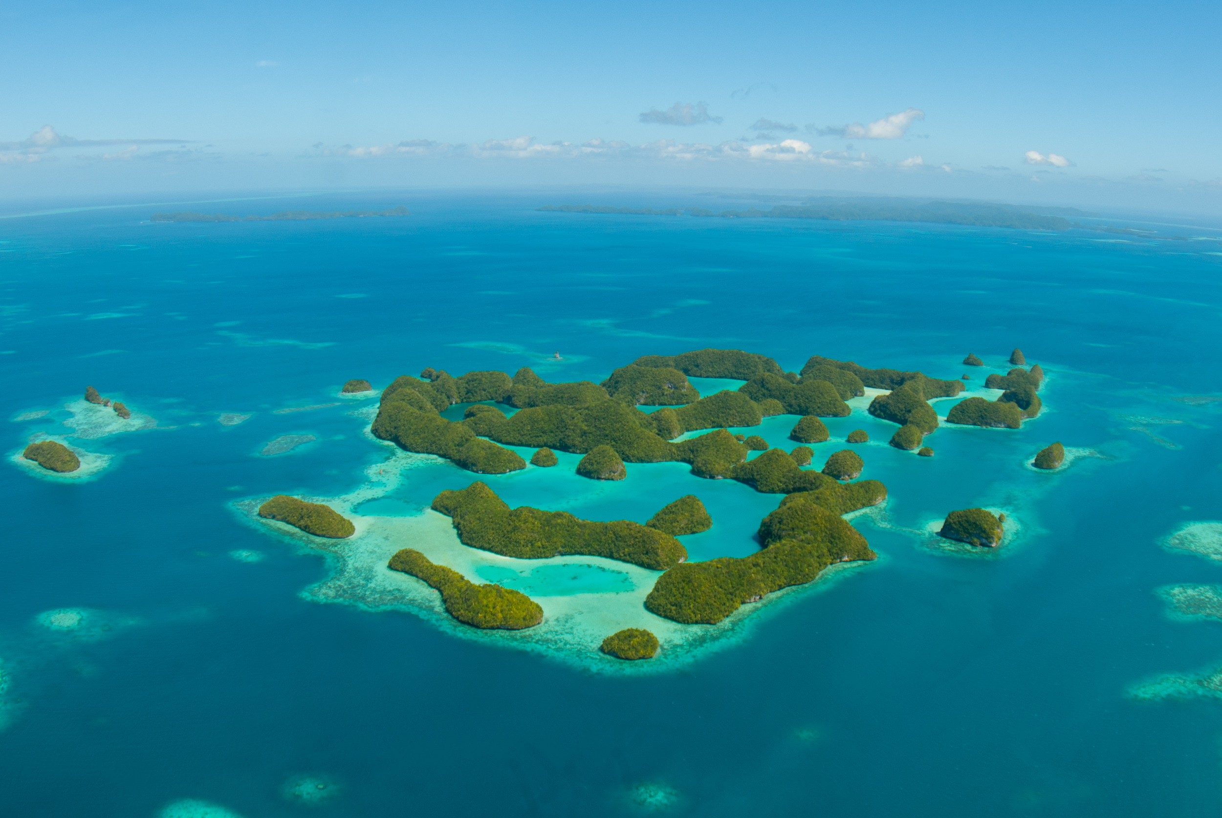 An aerial view of the Republic of Palau.